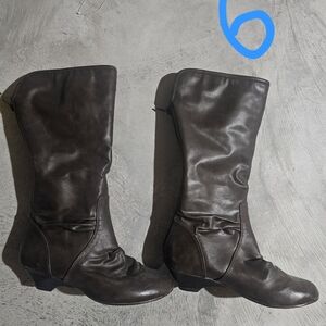 Brown Leather Knee-High Boots